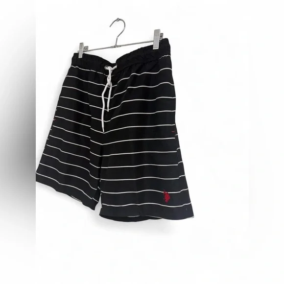 U.S. Polo Assn. black striped swim shorts Size M - Picture 2 of 4
